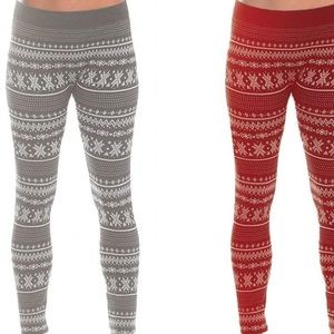 3 Pk Winter  Women's Fair Isle Fleece Leggings